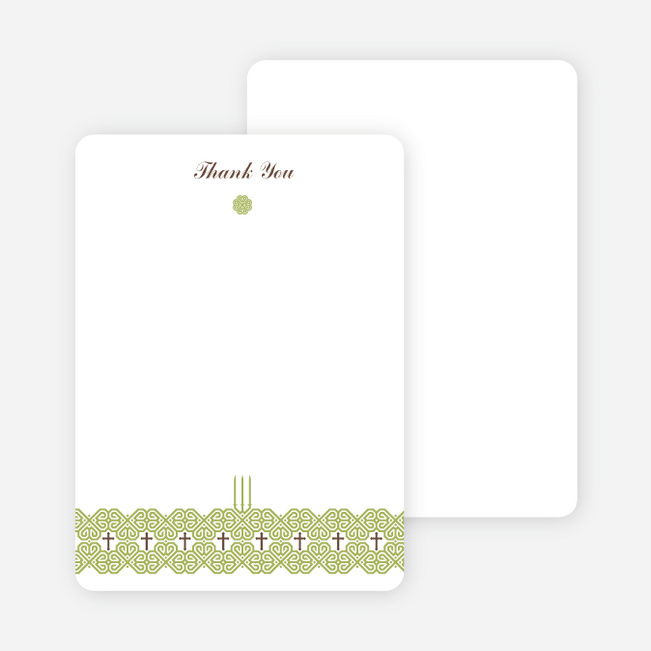 Notecards for the ‘Elegant Candle Baptism Invitation’ cards. - Olive Green