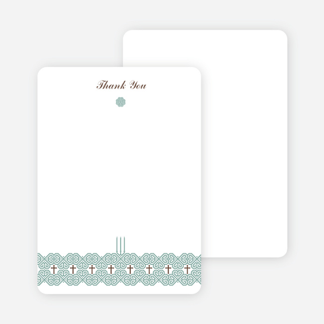 Notecards for the ‘Elegant Candle Baptism Invitation’ cards. - Green