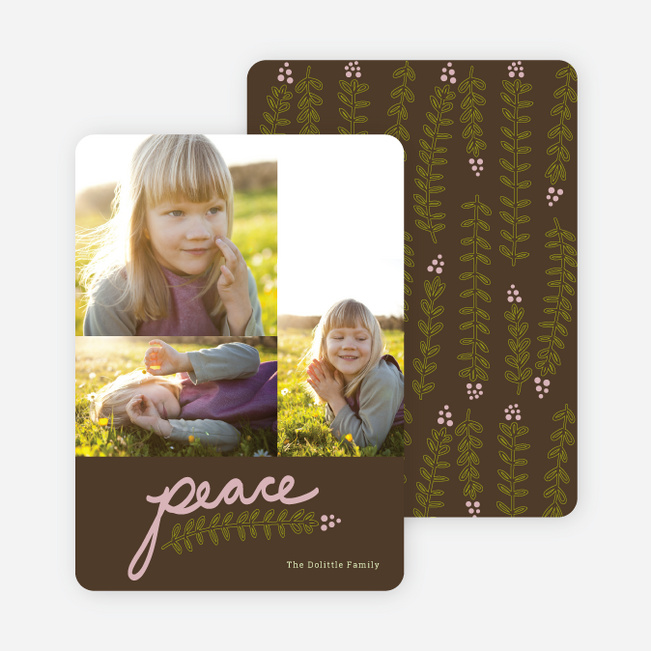 Peace and Love through Mistletoe Holiday Cards - Green