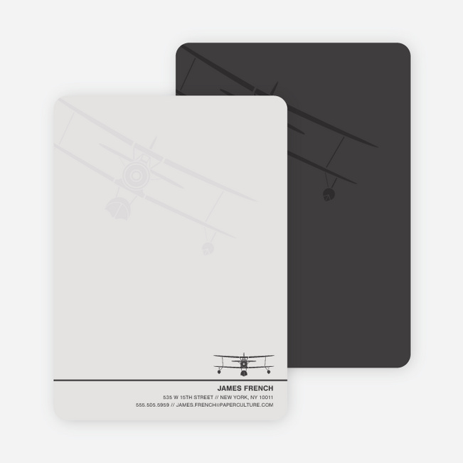 Aviator Custom Stationery for Airplane Fanatics - Ash