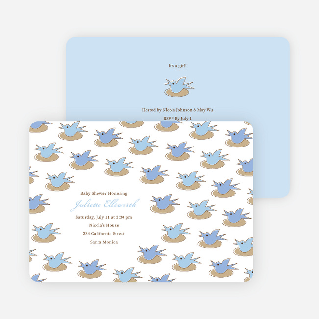 Baby Bird Shower Invitation - Sky Blue