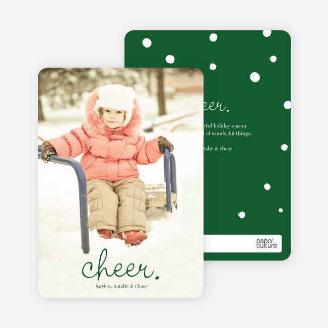 Cheer, Cheerful Holiday Photo Cards - Green