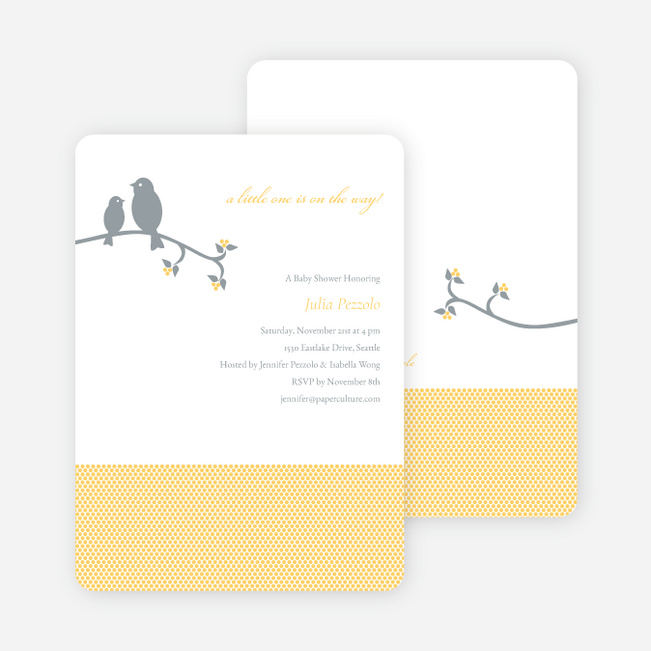 Classic Bird Baby Shower Invitation - Yellow