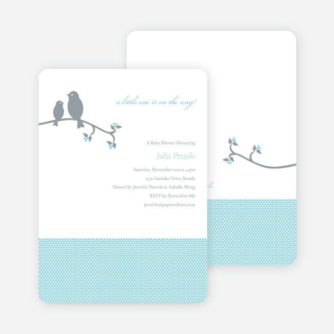 Classic Bird Baby Shower Invitation - Aqua