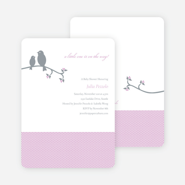 Classic Bird Baby Shower Invitation - Lilac