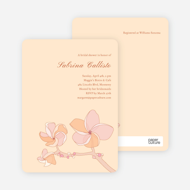 Elegant Flowers Bridal Shower Invitations - Sandy Tan