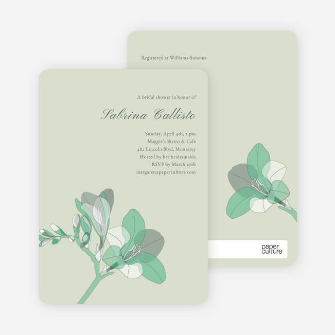 Elegant Flowers Bridal Shower Invitations - Green Lily