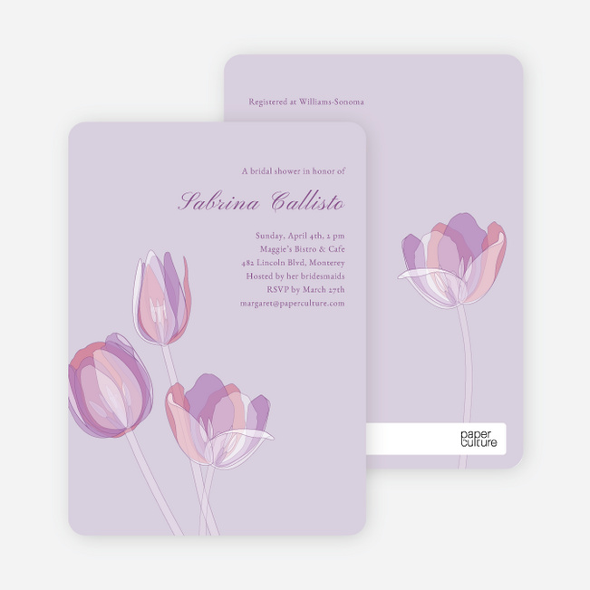Elegant Flowers Bridal Shower Invitations - Tulip Lilac