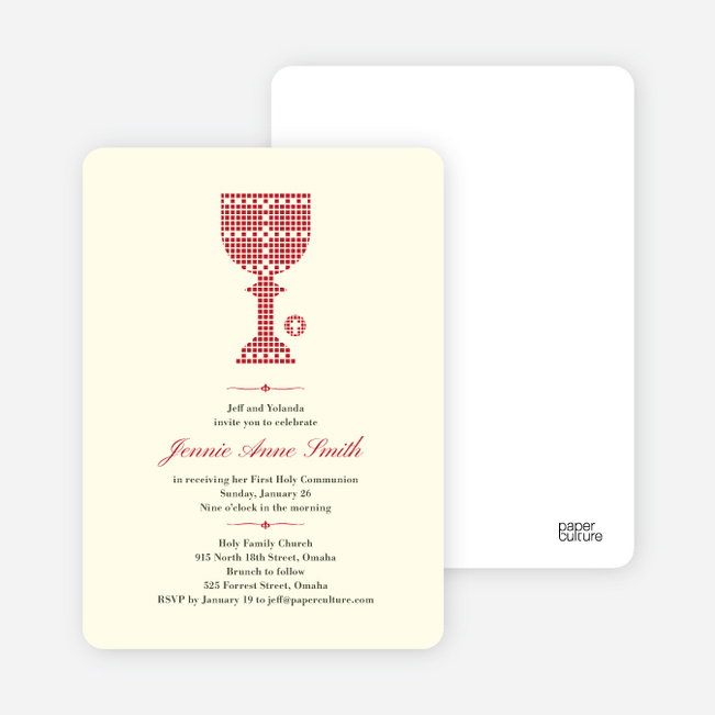First Sacrament Chalice Holy Communion Invitation - Brick Red