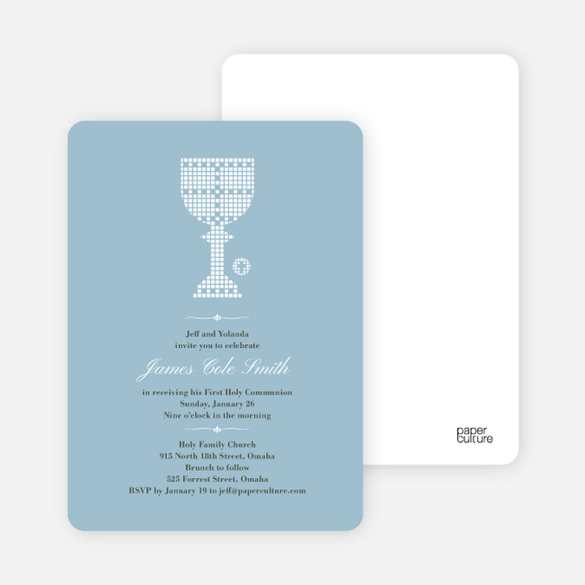 First Sacrament Chalice Holy Communion Invitation - White