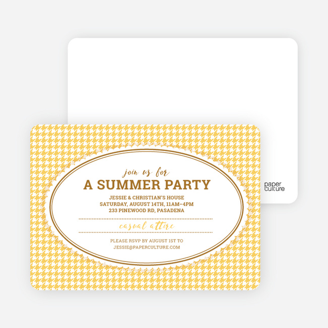 Houndstooth Party Invitations - Lemon Yellow