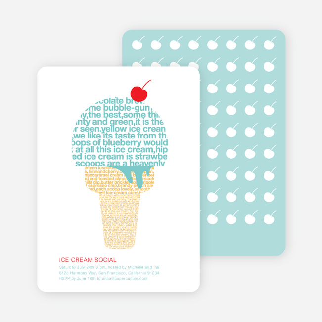 Ice Cream Social Summer Party Invitations - Aquamarine