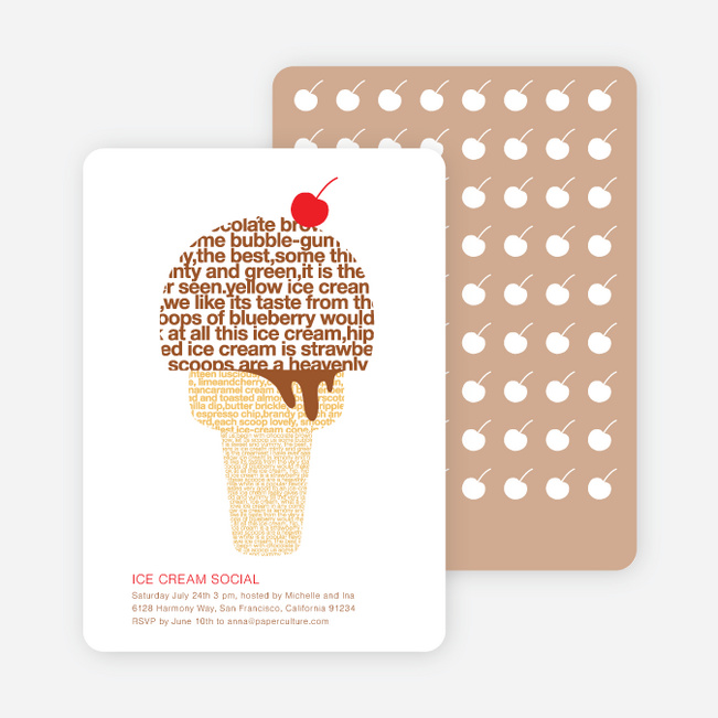 Ice Cream Social Summer Party Invitations - Bronze