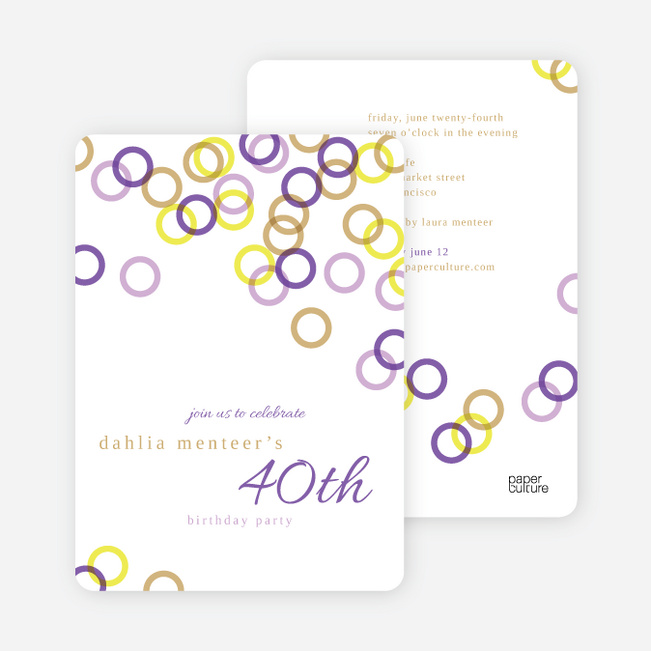 Rings Galore Party Invitations - Purple