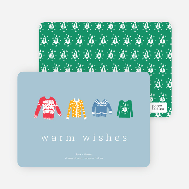 Warm Sweater Wishes Holiday Cards - Vista Blue