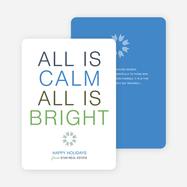 All is Calm Holiday Cards - Royal Blue