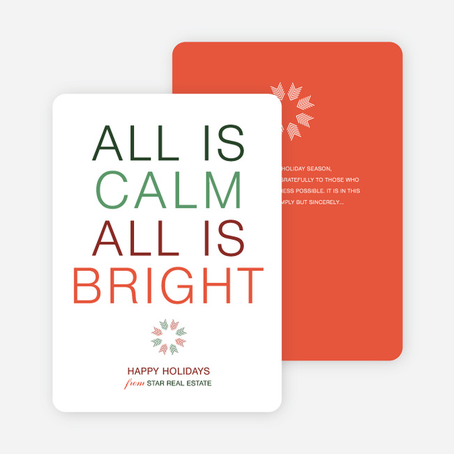 All is Calm Holiday Cards - Carrot