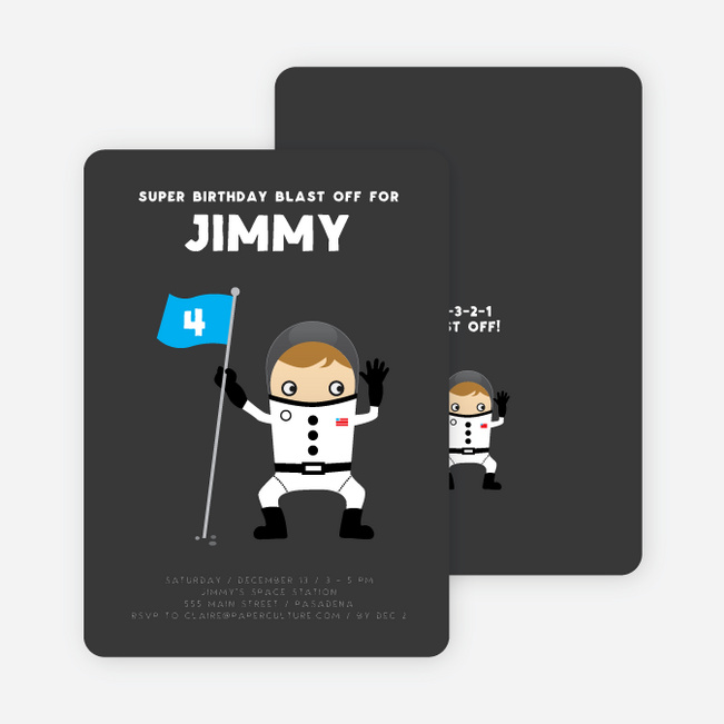 Astronaut Birthday Invitation - Dark Grey