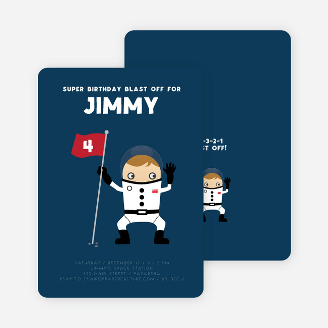 Astronaut Birthday Invitation - Blueberry
