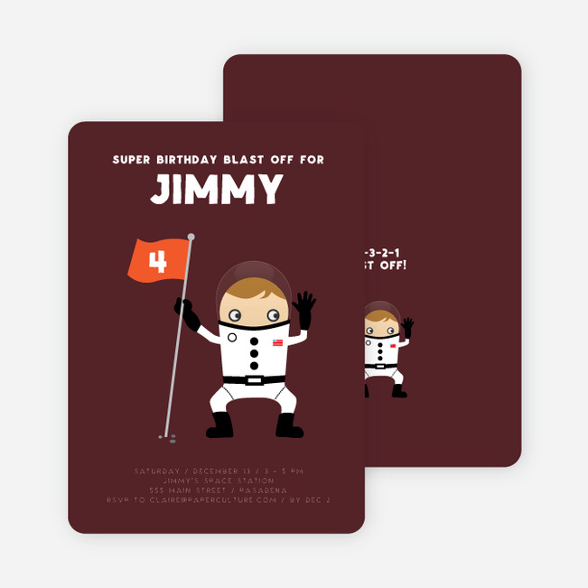 Astronaut Birthday Invitation - Espresso