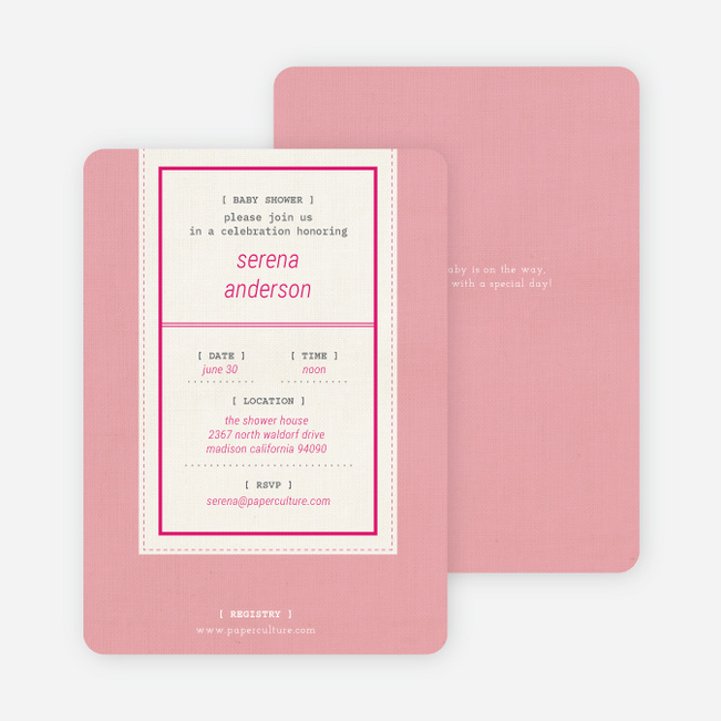 Baby Ticket Baby Shower Invitations - Bubble Gum