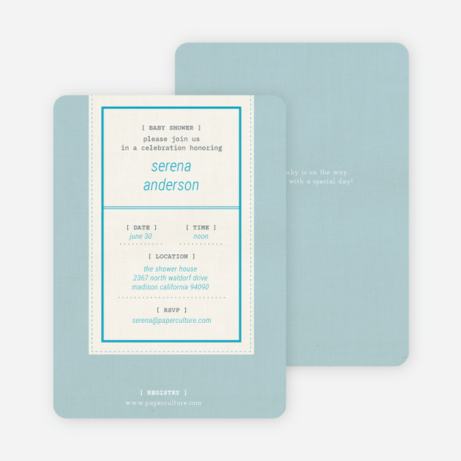 Baby Ticket Baby Shower Invitations - Glacier