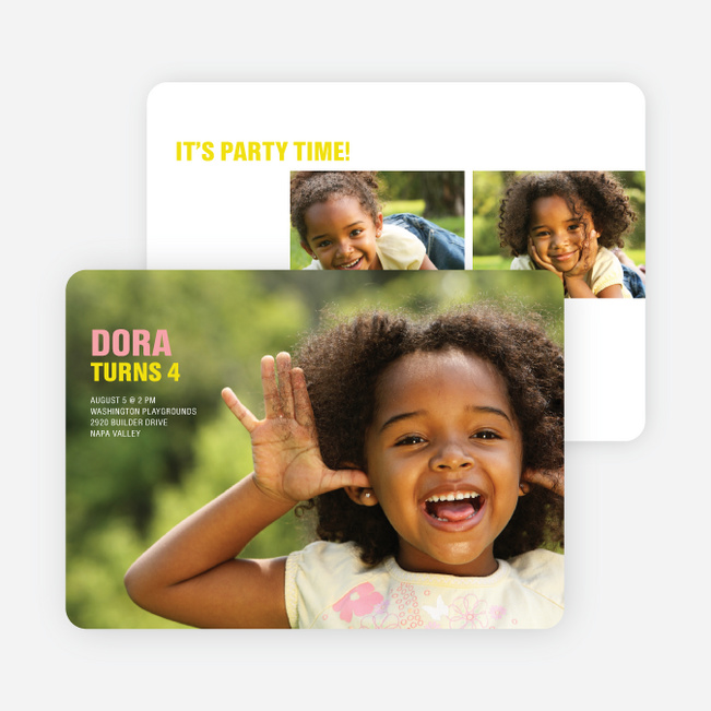 Bold Text Photo Birthday Invites - Pretty Pink