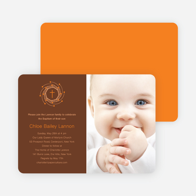 Christmas and Holiday Baptism Invitation - Orange