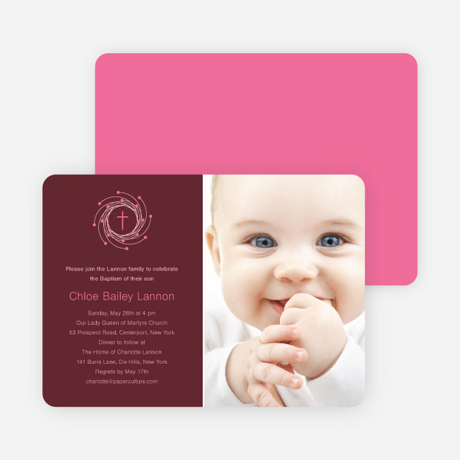 Christmas and Holiday Baptism Invitation - Bright Pink