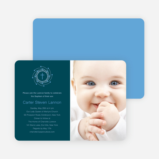 Christmas and Holiday Baptism Invitation - Baby Blue