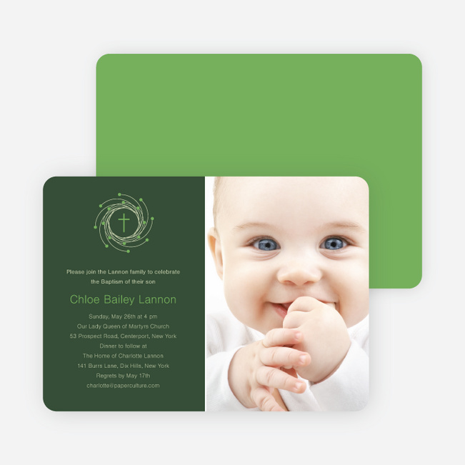 Christmas and Holiday Baptism Invitation - Light Green
