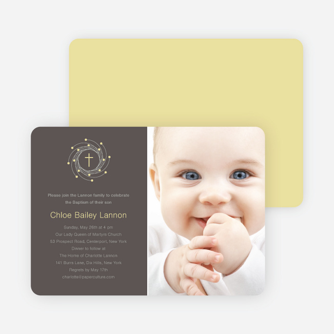 Christmas and Holiday Baptism Invitation - Light Yellow