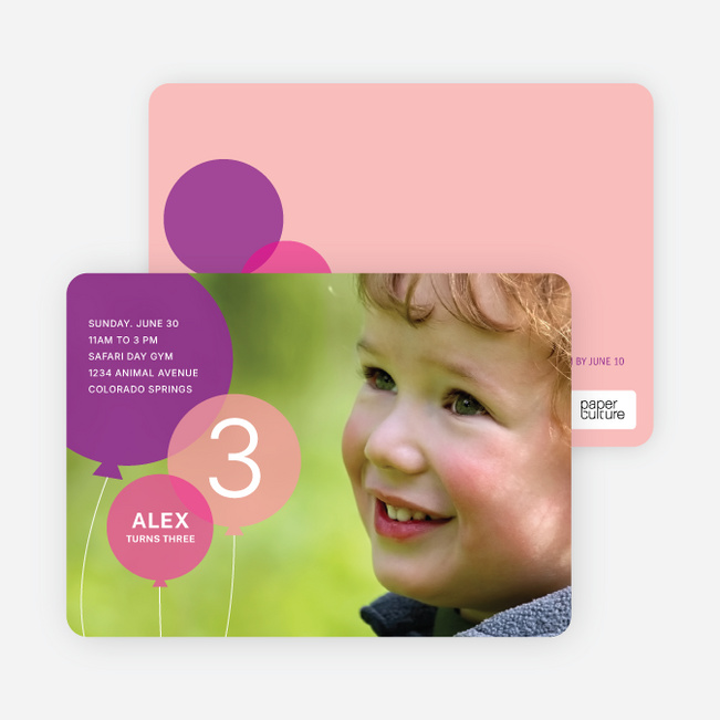 Dynamic Animal Duo Birthday Invitations - Floating Pink