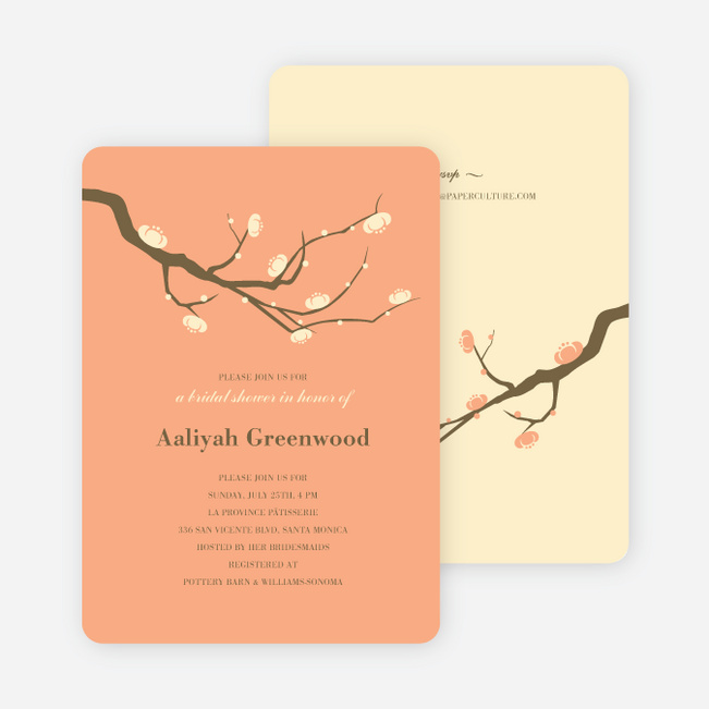 Flower Themed Wedding Shower Invitations - Apricot