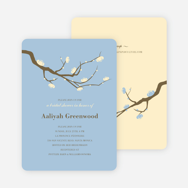 Flower Themed Wedding Shower Invitations - Periwinkle Blue