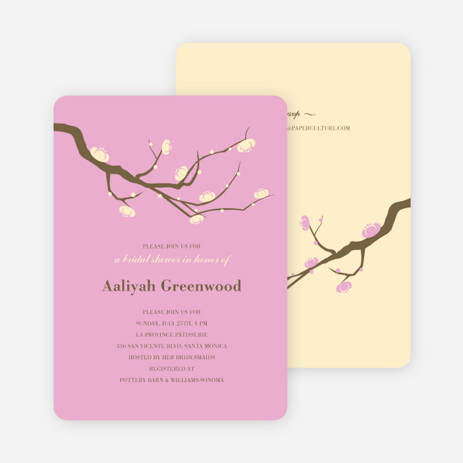 Flower Themed Wedding Shower Invitations - Lavender