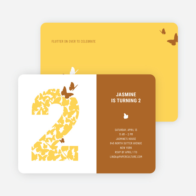 Flying Butterfly Modern Birthday Invitation - Rust