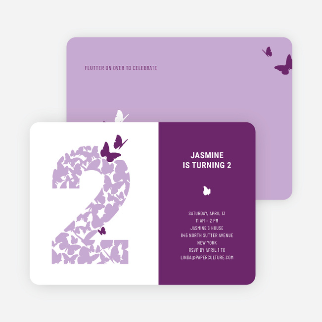 Flying Butterfly Modern Birthday Invitation - Light Red