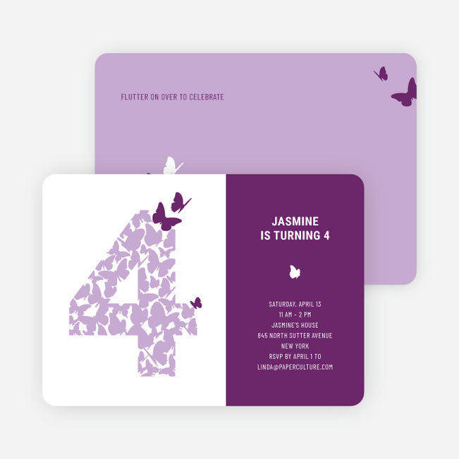 Flying Butterfly Modern Birthday Invitation - Light Red