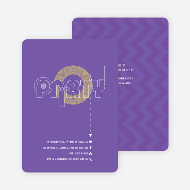 Music, DJ, Tunes – Birthday Invitations - Purple