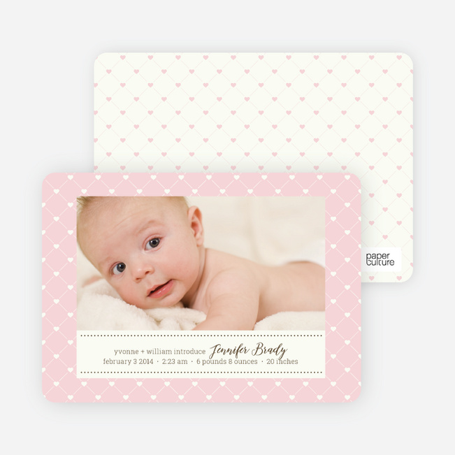 Quilted Love Birth Announcements - Pale Pink