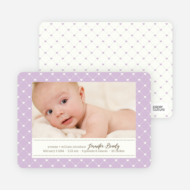 Quilted Love Birth Announcements - Lavender