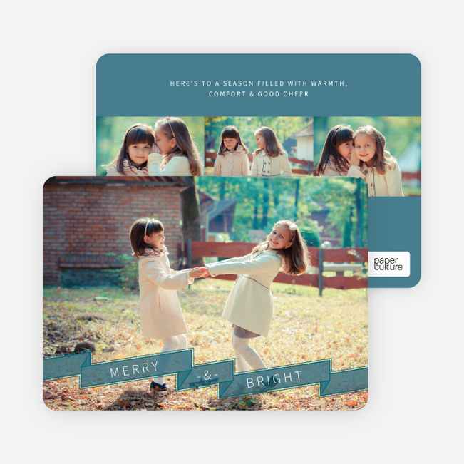 Ribbon Banner Holiday Cards - Blue