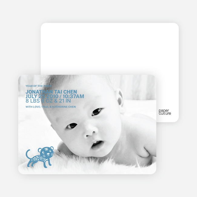 Simply Photos: Year of the Tiger Photo Baby Announcements - Cadet Blue