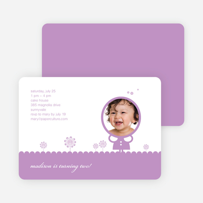 Spring Flowers Photo Birthday Party Invitation - Lavender