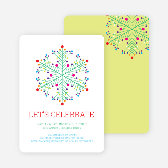 Dotted Snowflake Holiday Invitations - Emerald Green