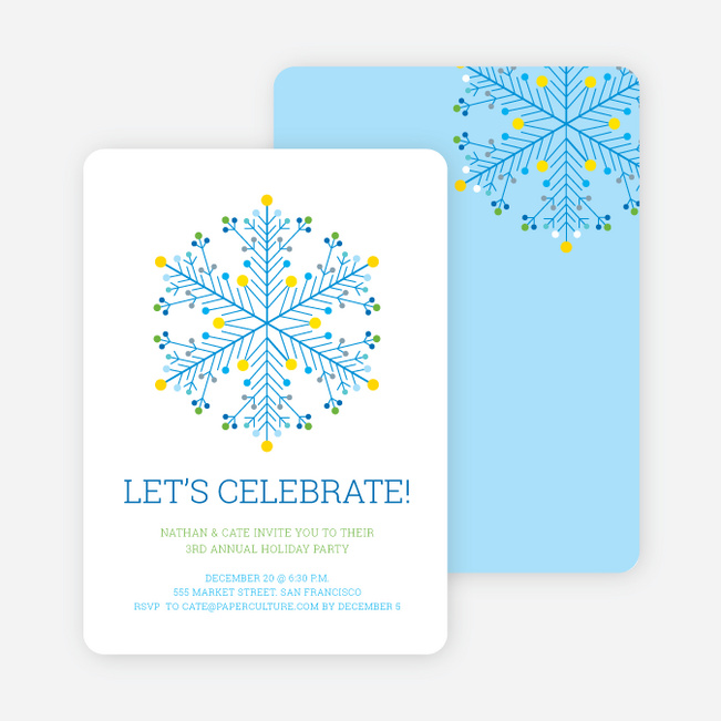 Dotted Snowflake Holiday Invitations - Royal Blue