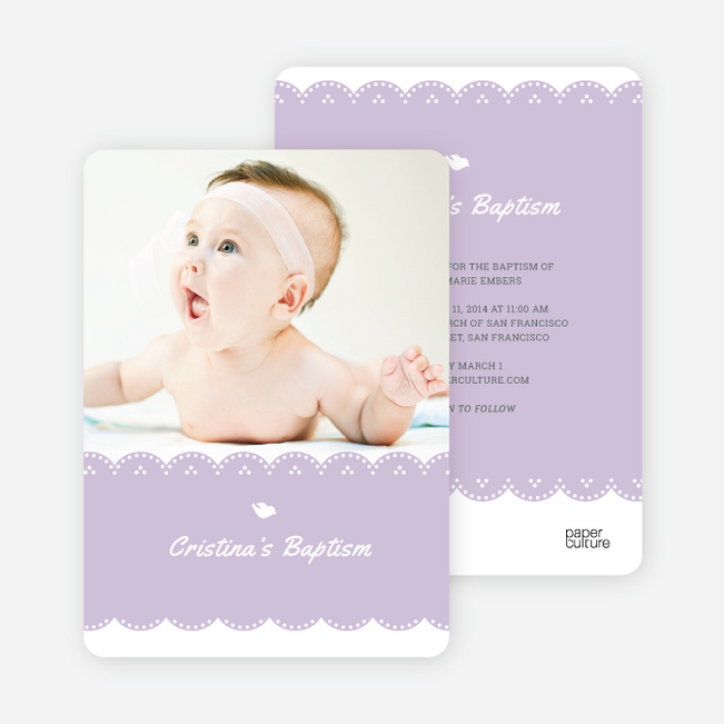 Dove Baptism Invitations - Purple