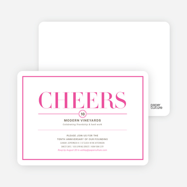 Elegant Cheers Invitations - Pomegranate Cosmo
