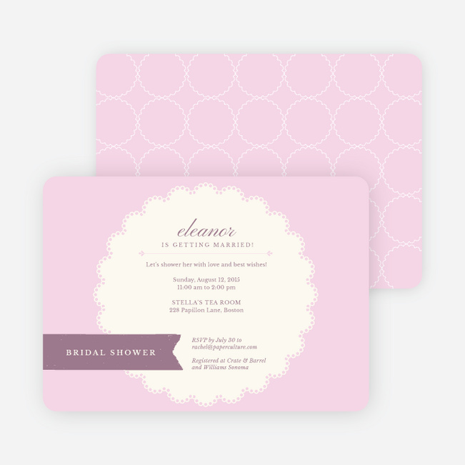 Lace Doily Bridal Sower Invitations - Pink